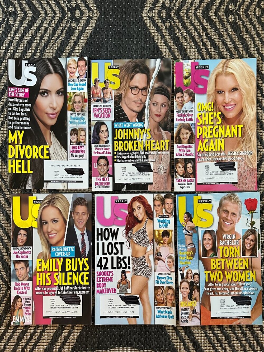 Vintage Lot of 6 US Weekly Magazines 2012&13 Celebrity Gossip Fashion Party Life